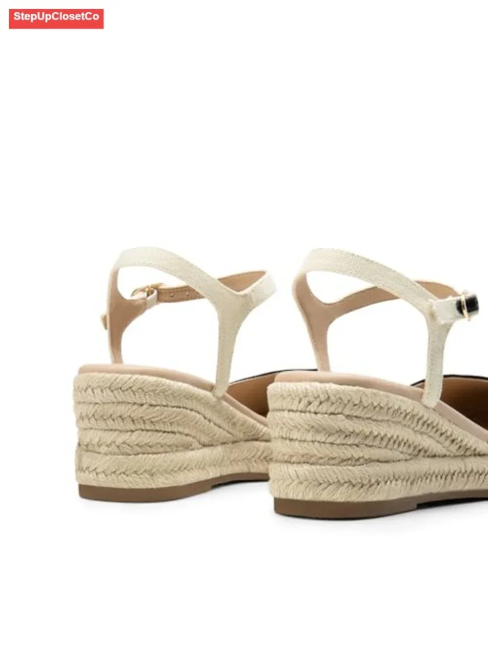 Closed Toe Espadrilles Platform Wedge Heels with Ankle Straps